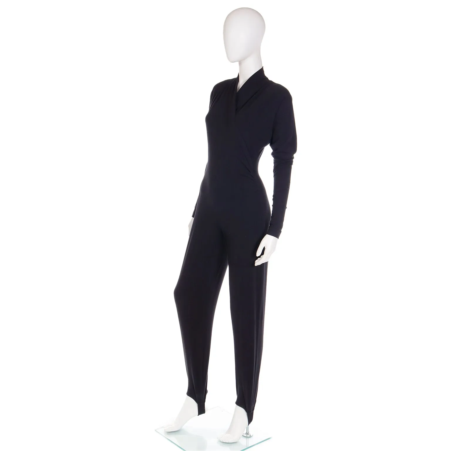 1980's Norma Kamali Vintage Black Jumpsuit with Stirrups