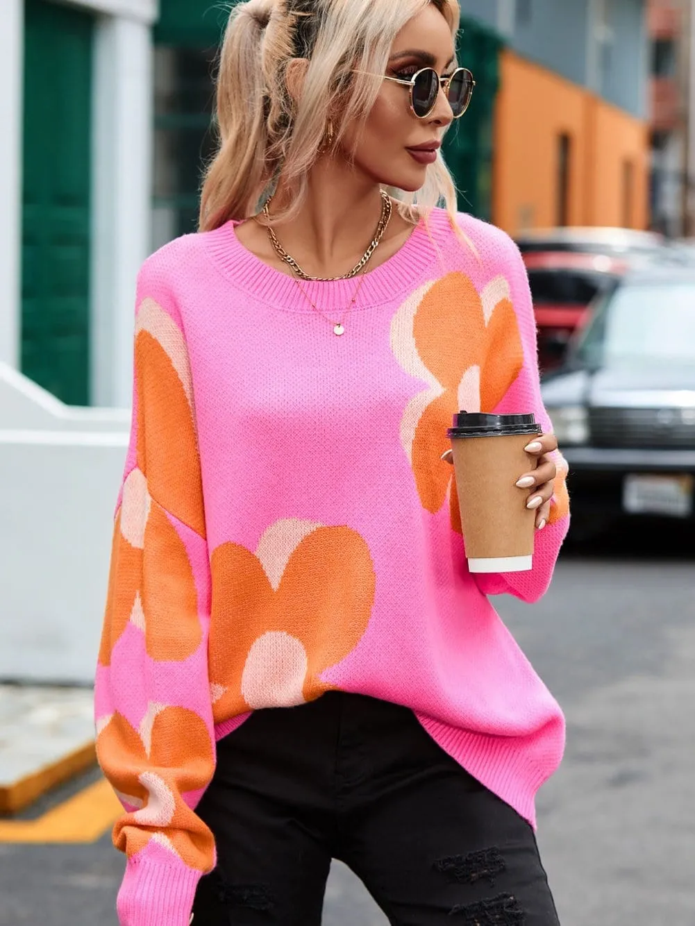 70s Style Floral Knit