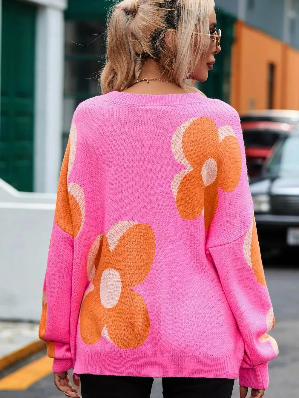 70s Style Floral Knit