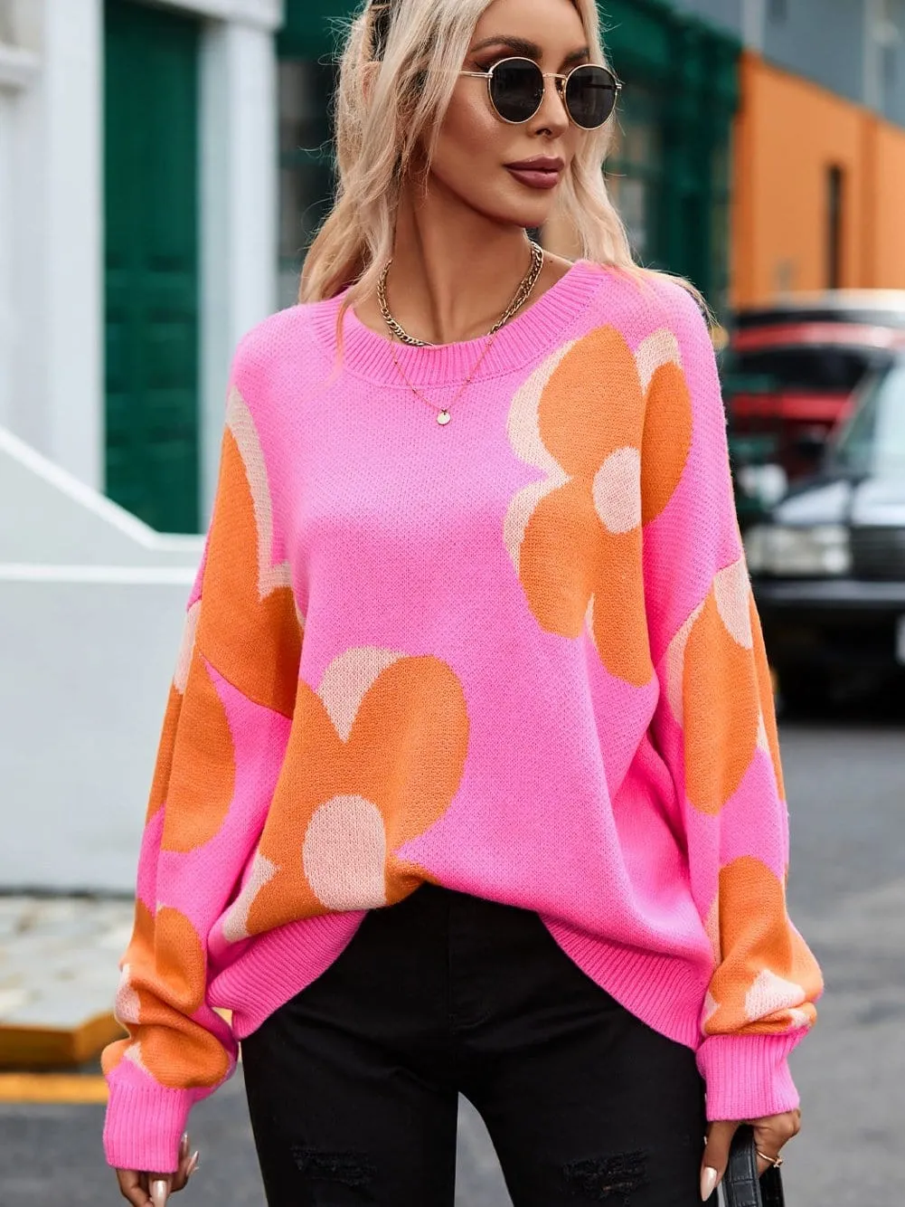70s Style Floral Knit