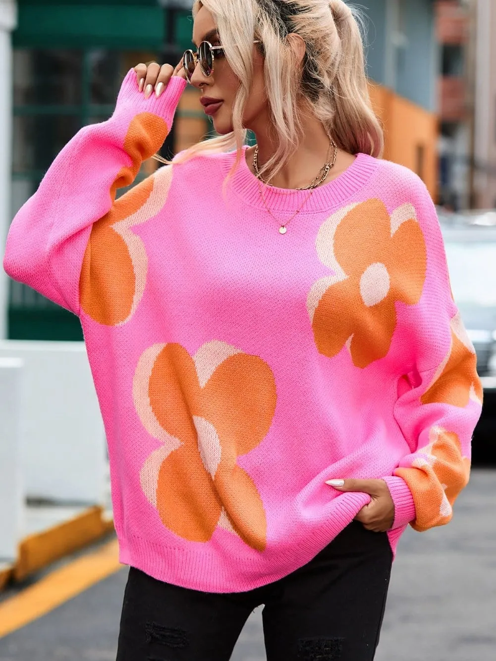 70s Style Floral Knit