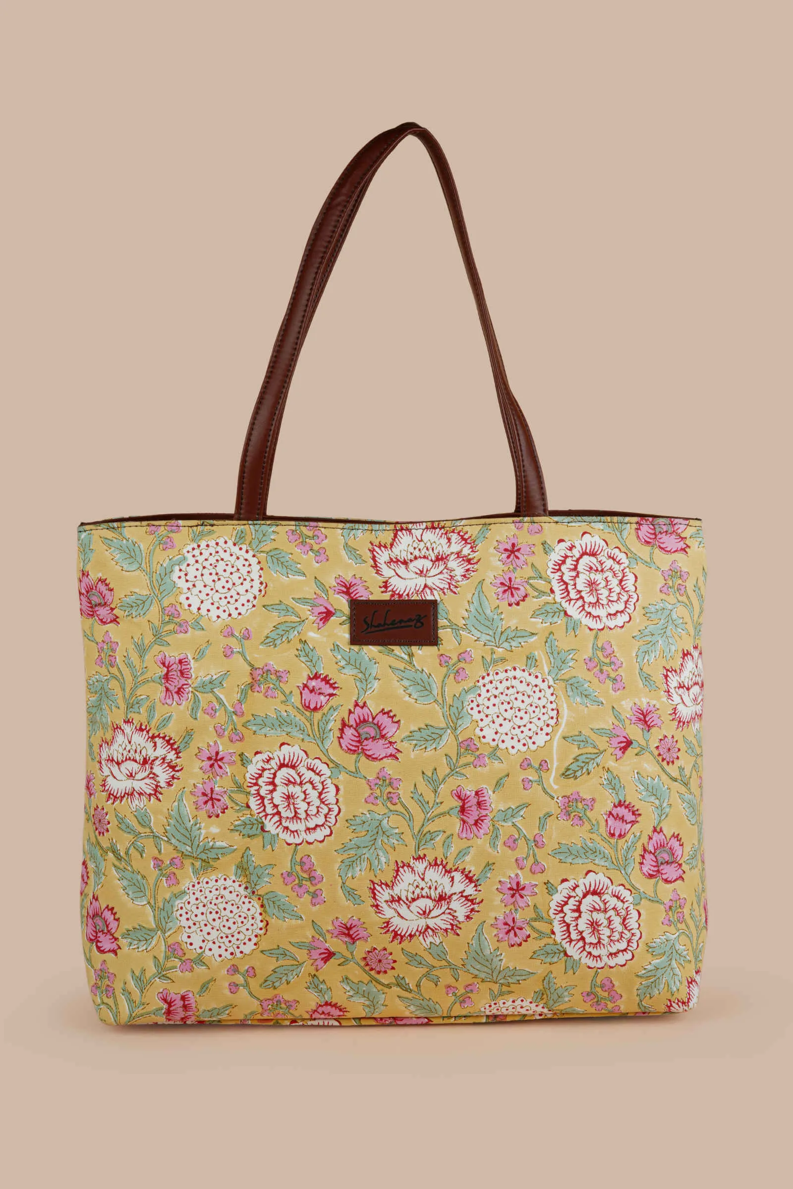 Amalfi Meadows Hand Block Printed Yellow Classic Tote Bag