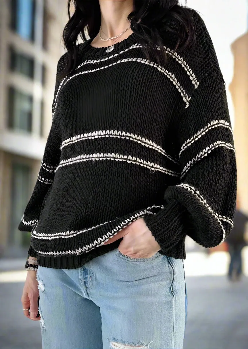 AUTUMN BLACK STRIPED SWEATER