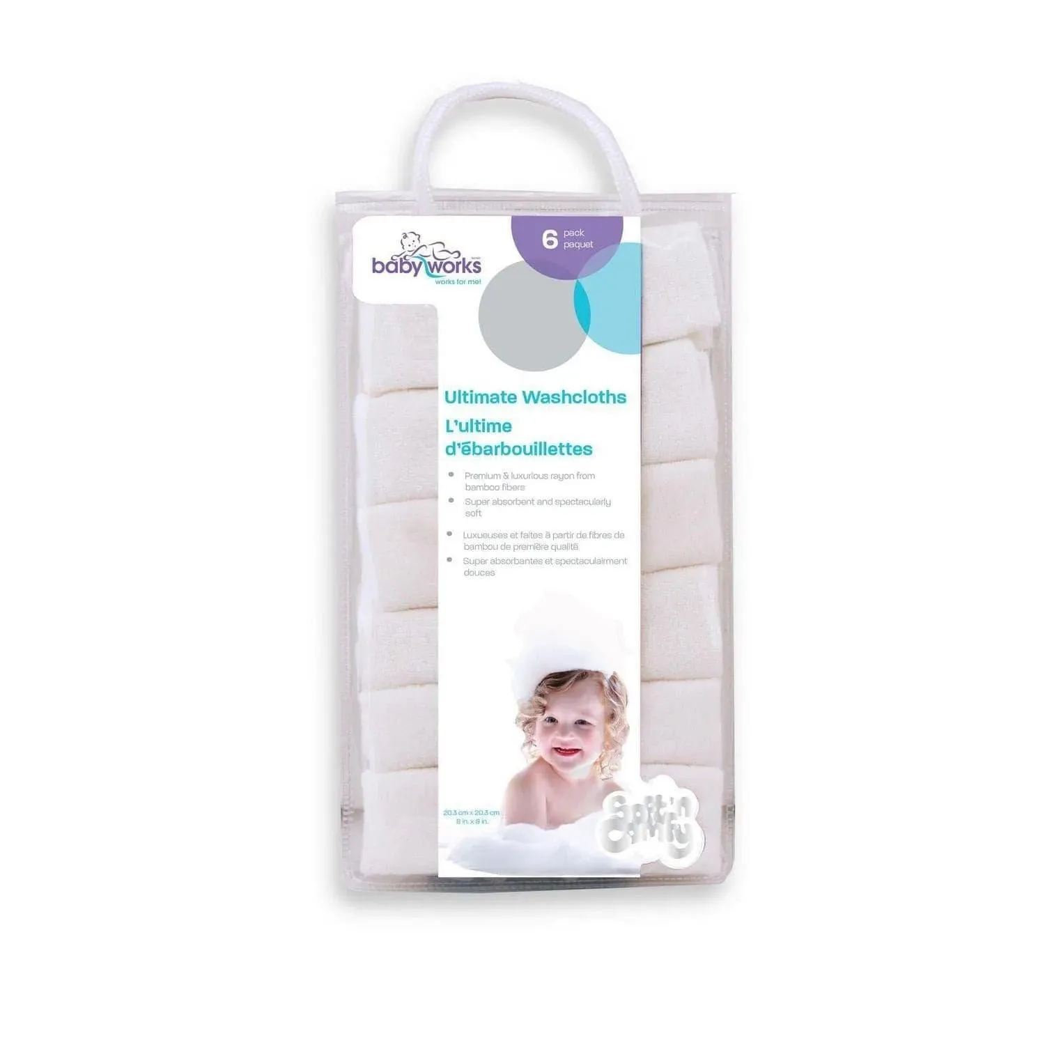 Baby Works Bamboo Ultimate Washcloths - 6 pack