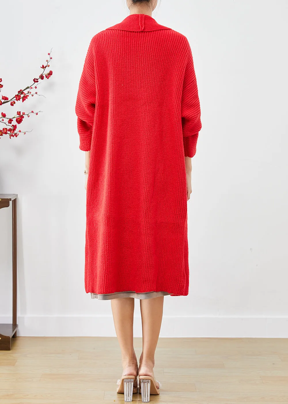 Beautiful Red Oversized Warm Knit Cardigans Fall LY9230