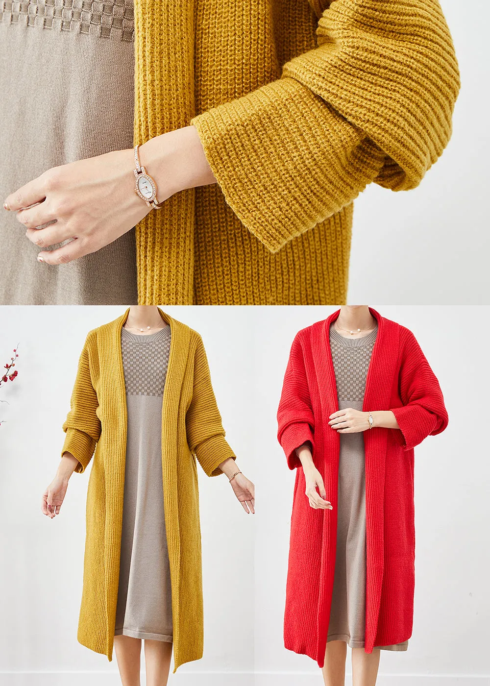 Beautiful Red Oversized Warm Knit Cardigans Fall LY9230
