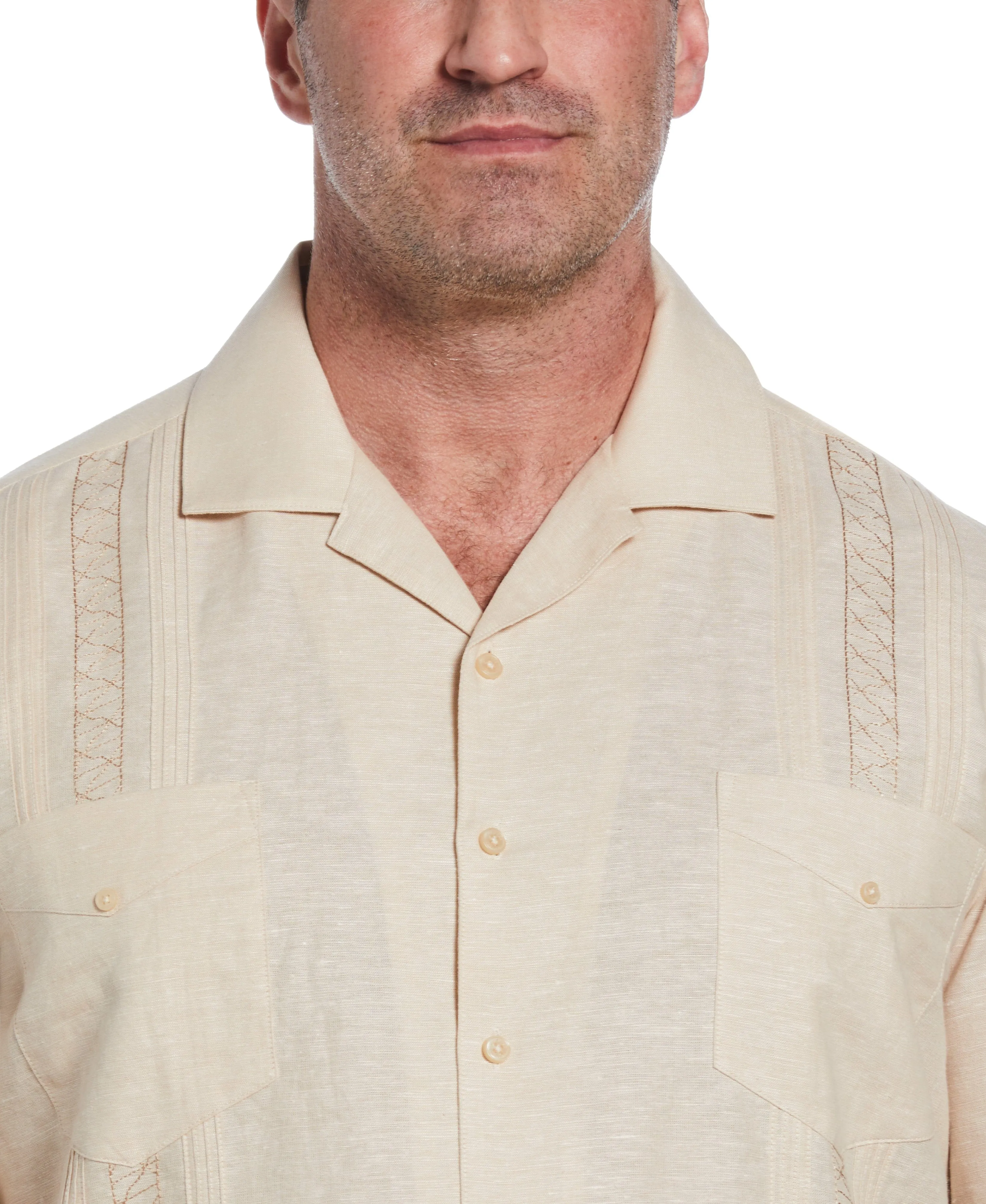Big & Tall Two Pocket Embroidered Guayabera Shirt