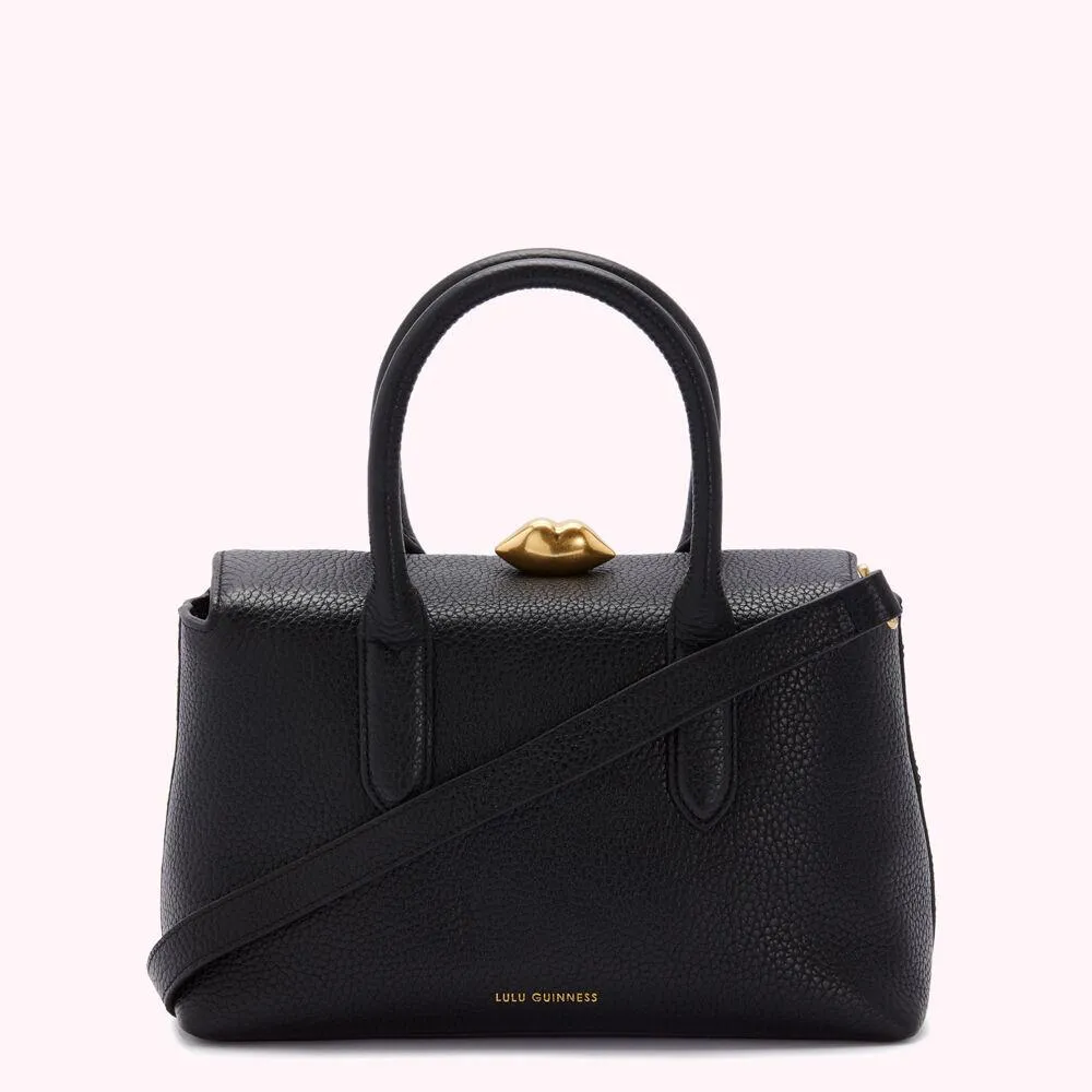 BLACK GRAINY LEATHER MADELINE HANDBAG