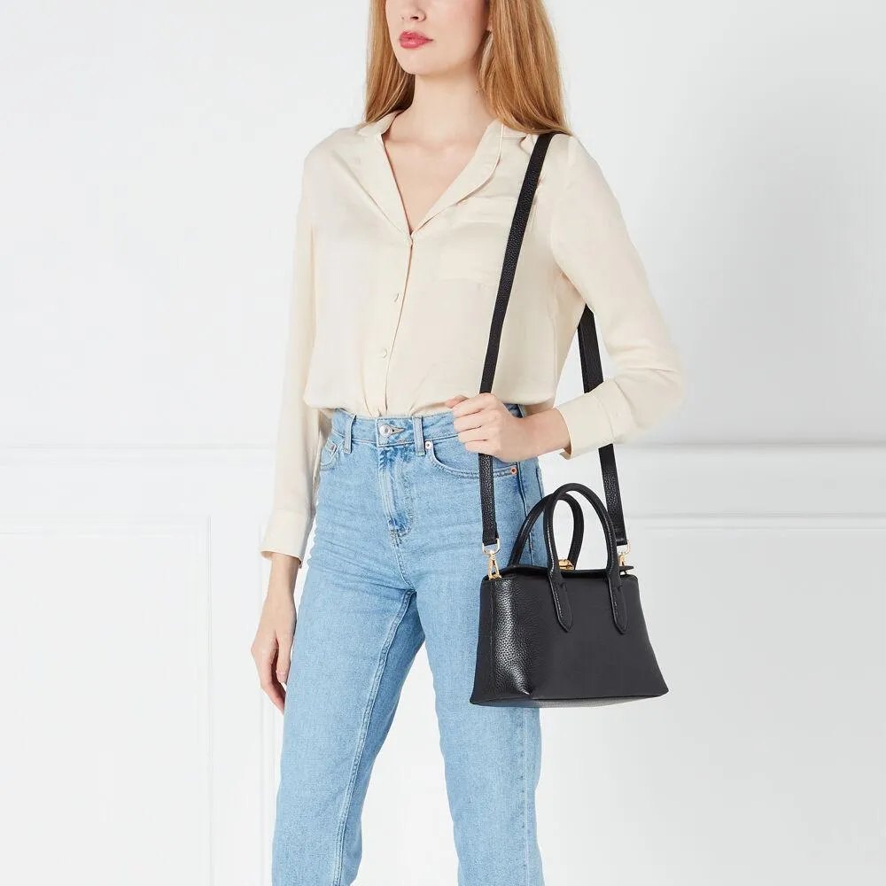 BLACK GRAINY LEATHER MADELINE HANDBAG