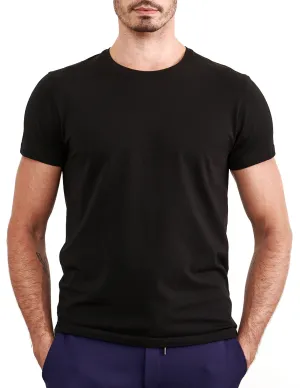 Black Stretch Pima Crew Neck Tee