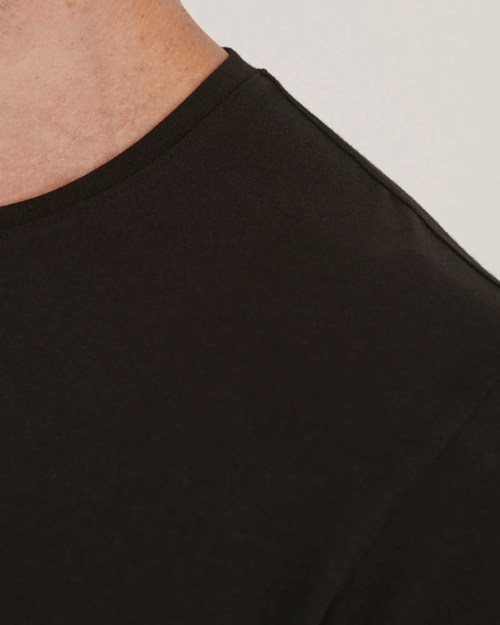 Black Stretch Pima Crew Neck Tee