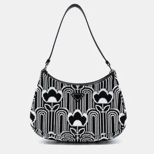 Black/White Jacquard Knit Cleo Bag