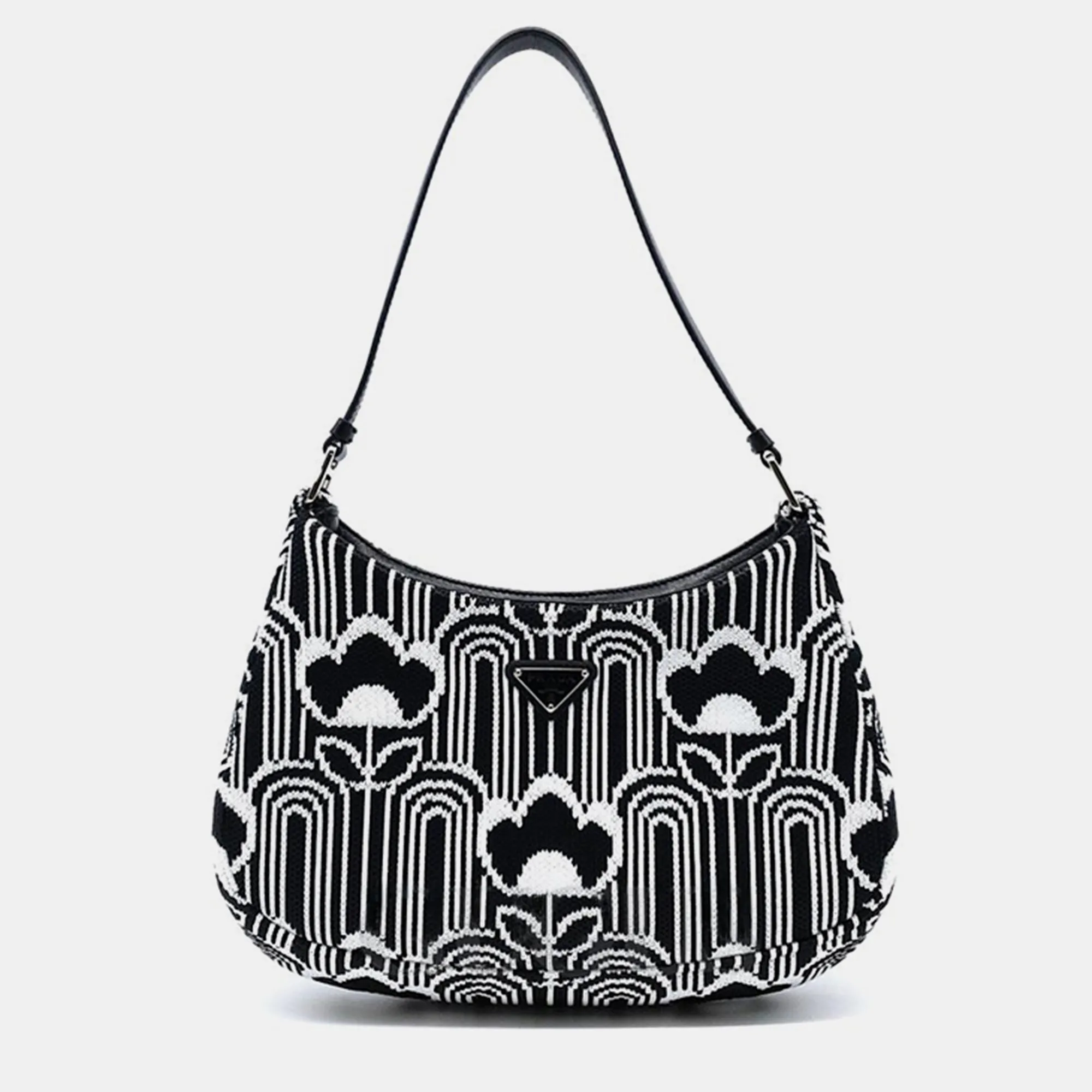 Black/White Jacquard Knit Cleo Bag