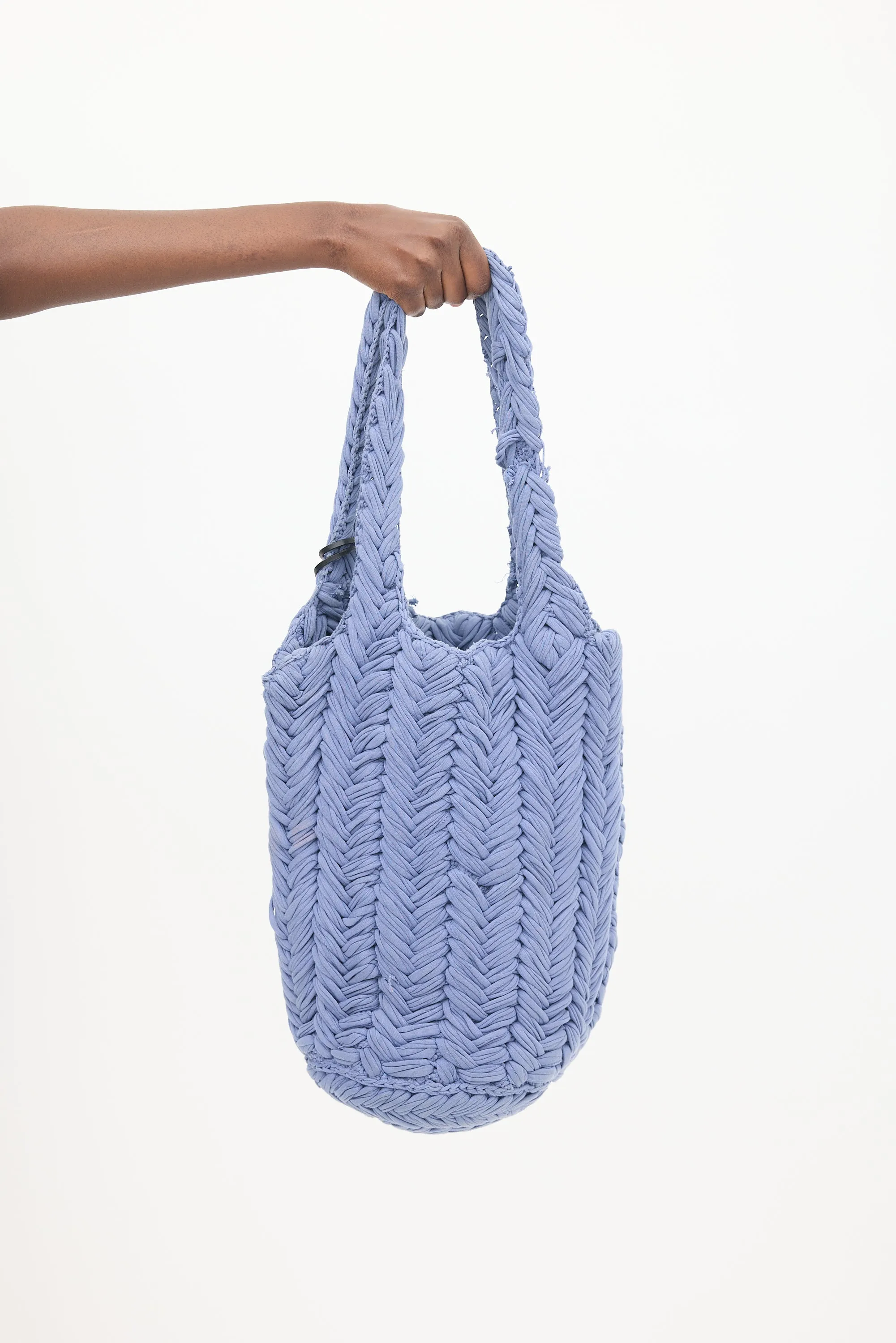 Blue Knit Shopper Tote