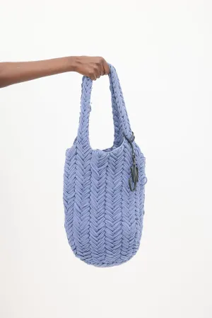 Blue Knit Shopper Tote