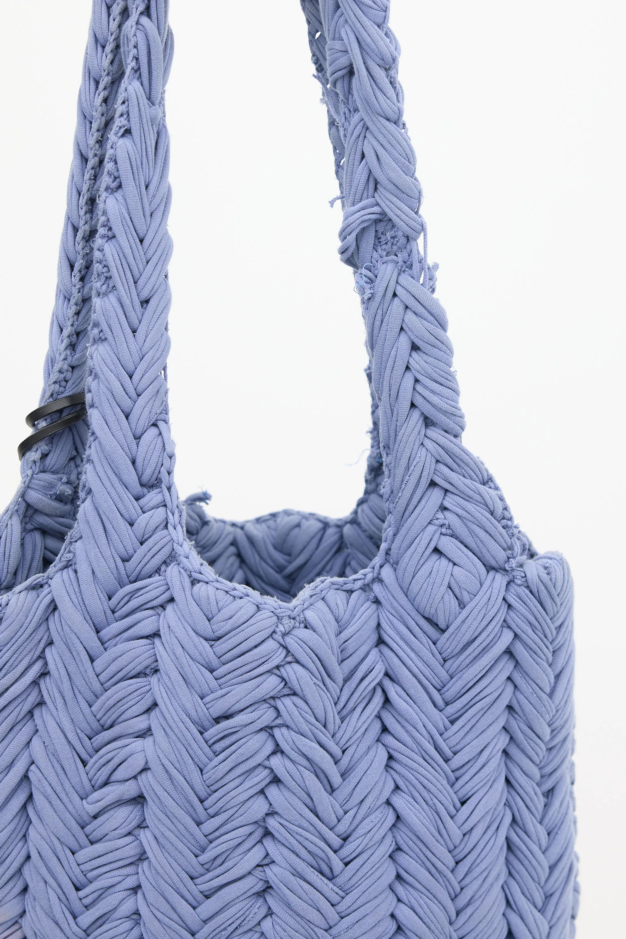 Blue Knit Shopper Tote