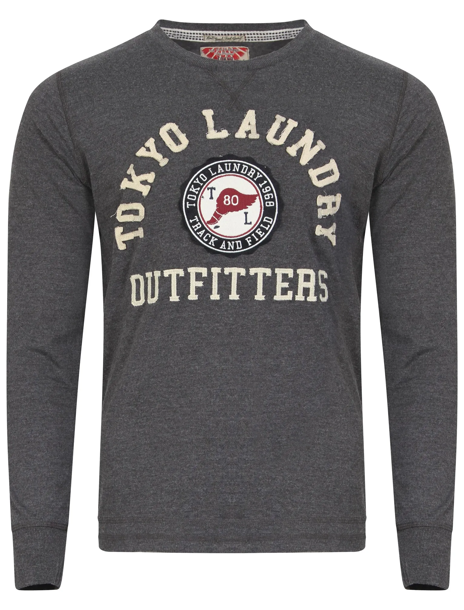 Brisk Applique Long Sleeve Top in Charcoal Marl - Tokyo Laundry