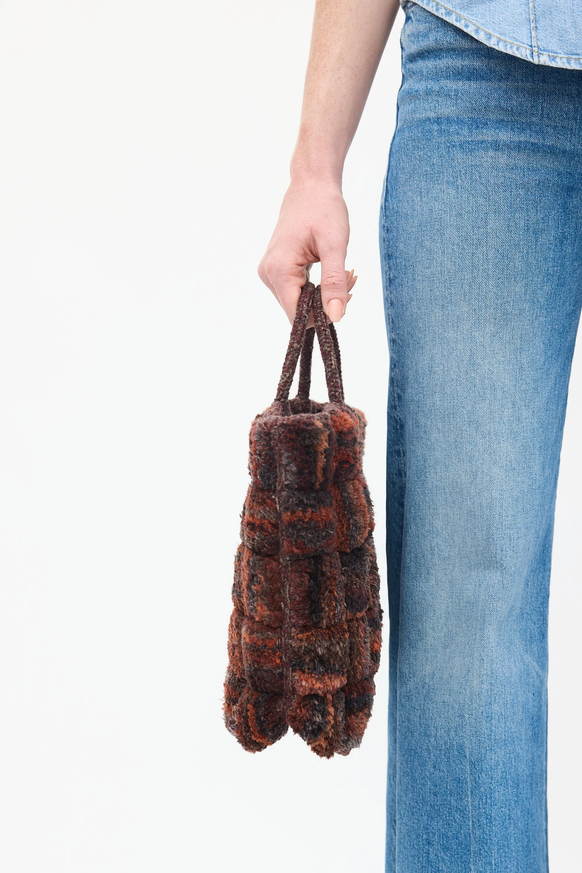 Burgundy Wool Pile Knit Tote Bag