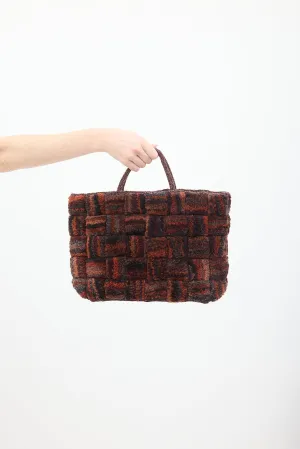 Burgundy Wool Pile Knit Tote Bag