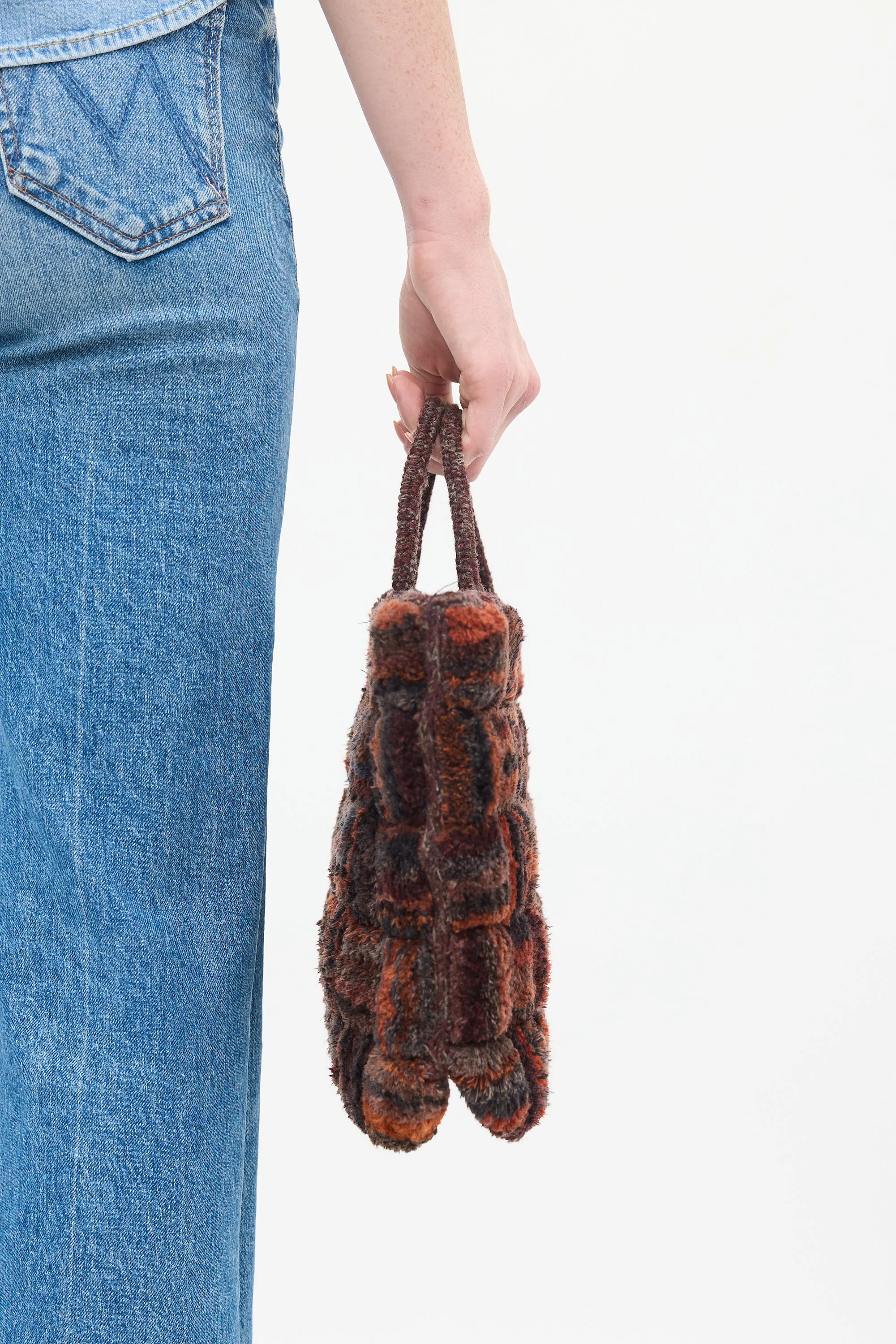 Burgundy Wool Pile Knit Tote Bag