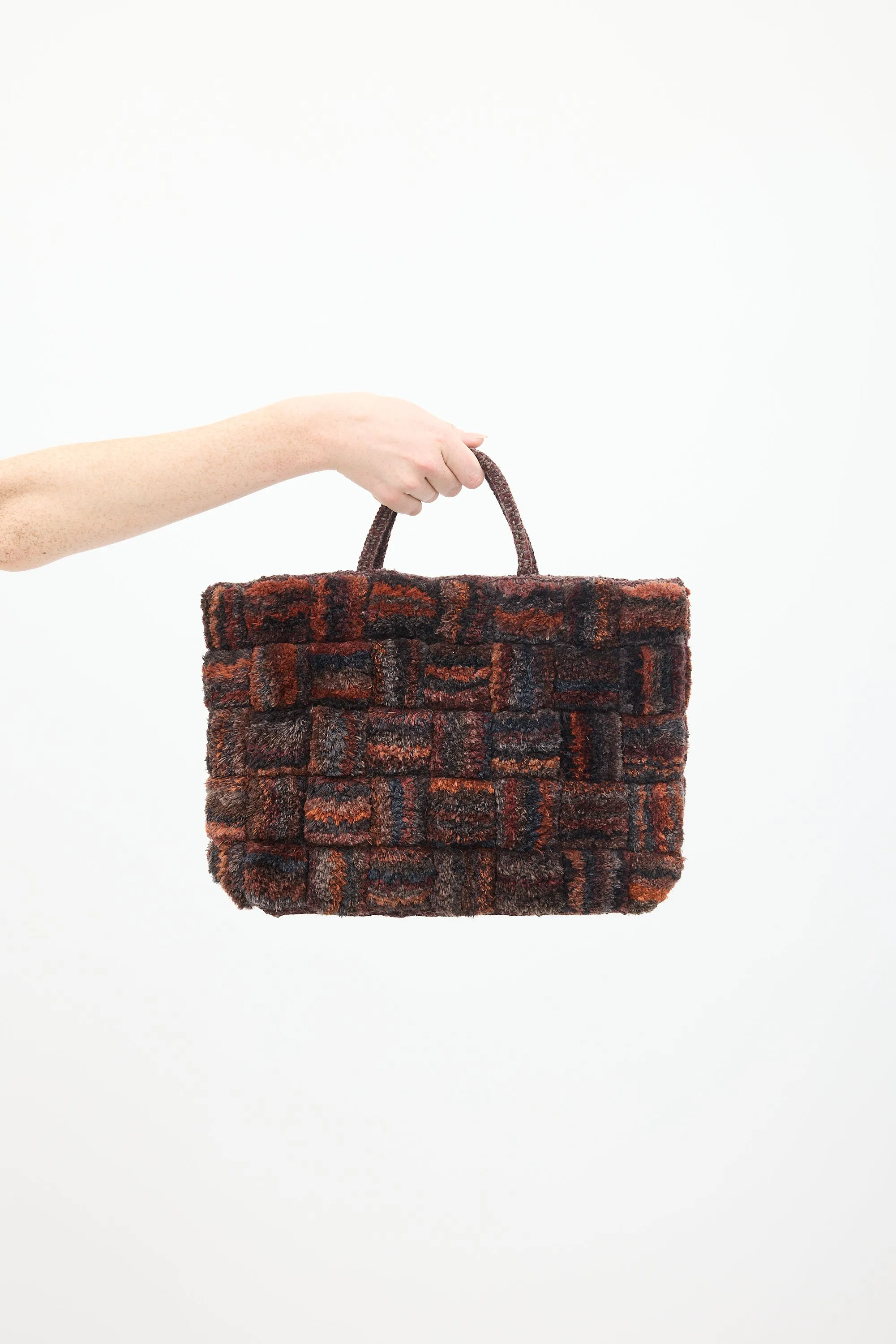 Burgundy Wool Pile Knit Tote Bag