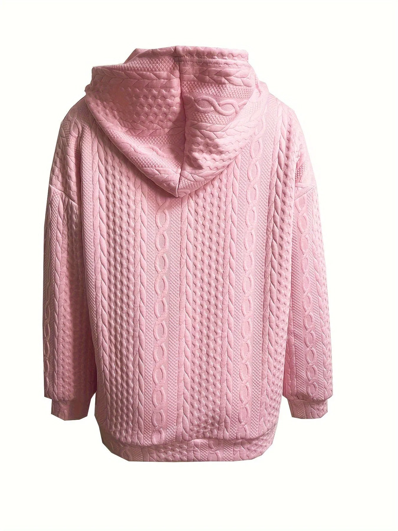 Casual Stylish Comfy Cable Knit Zip Drawstring Hoodie