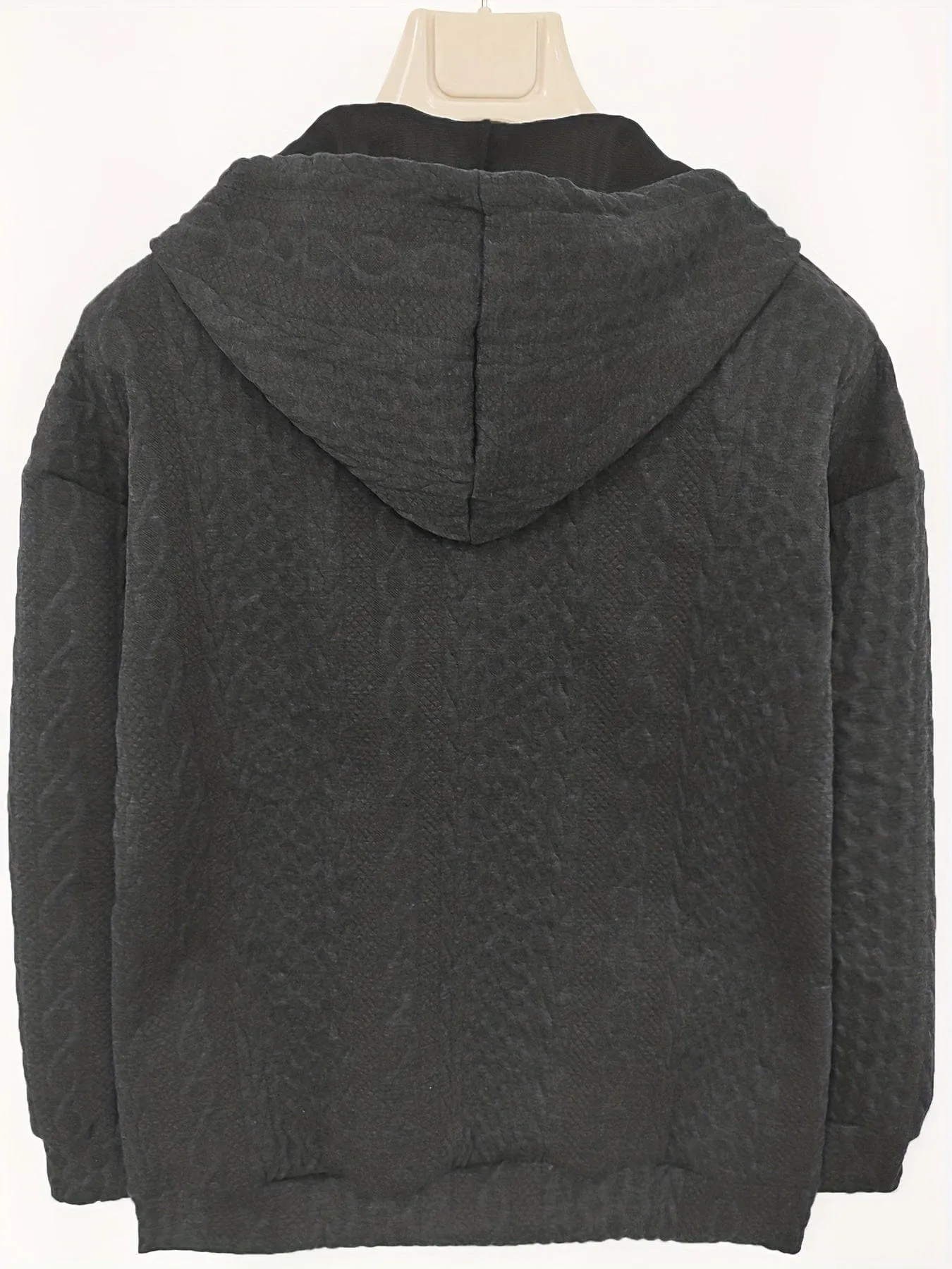 Casual Stylish Comfy Cable Knit Zip Drawstring Hoodie