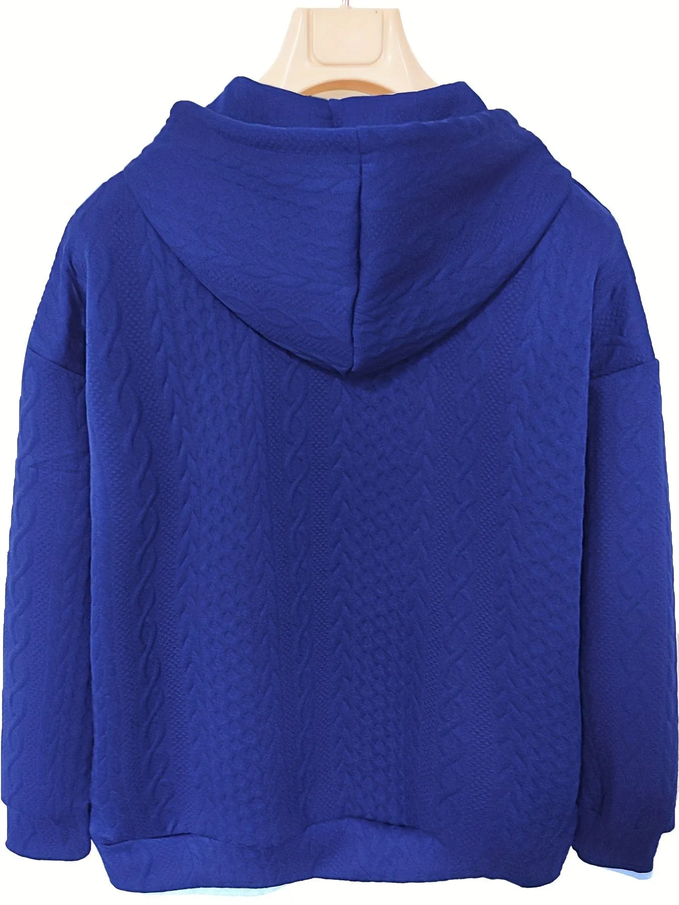 Casual Stylish Comfy Cable Knit Zip Drawstring Hoodie