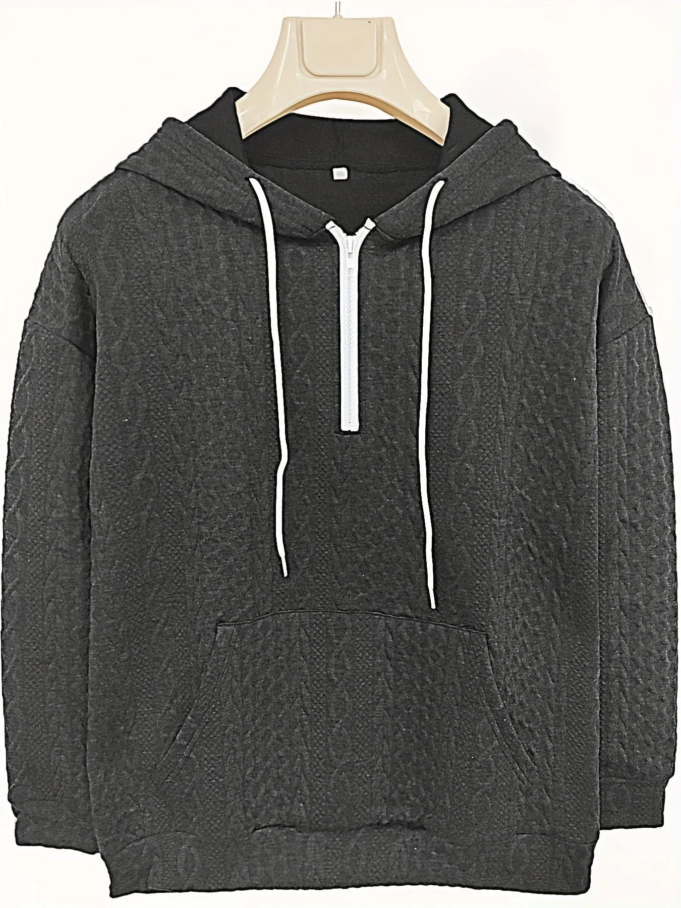 Casual Stylish Comfy Cable Knit Zip Drawstring Hoodie
