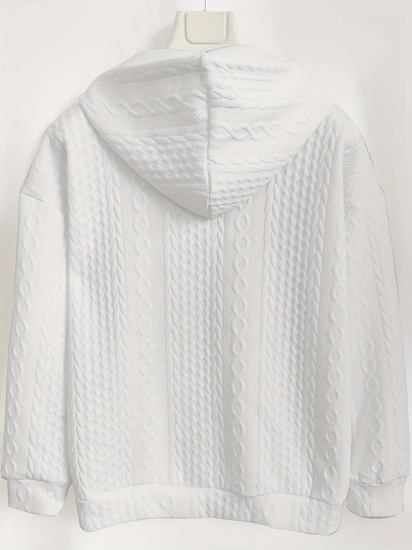 Casual Stylish Comfy Cable Knit Zip Drawstring Hoodie
