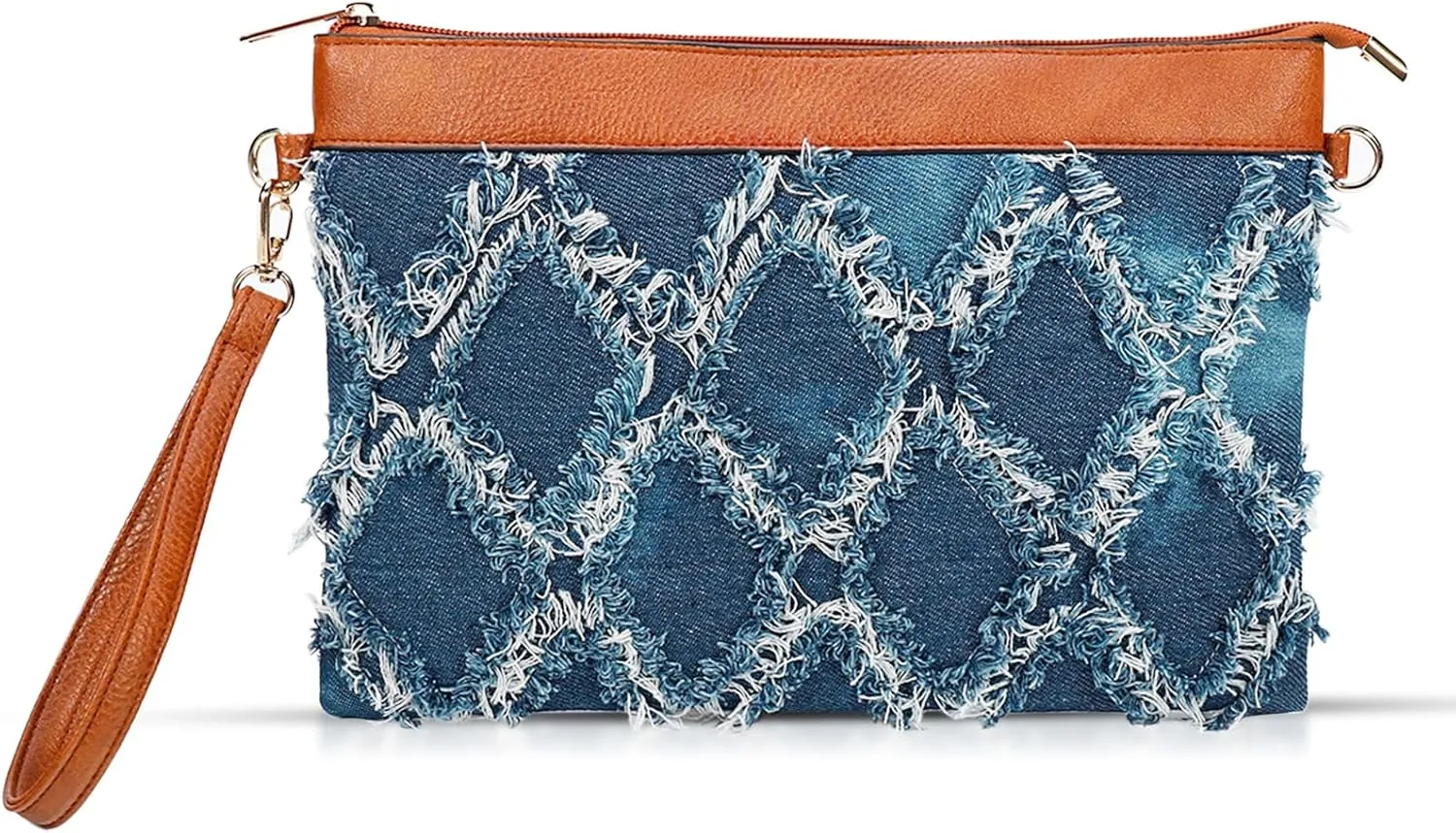 Clutch Purses for Women, Denim Fabric Envelope Package, Bohemian Plaid Pattern Clutch Bags, Handbags Suitable for Beach, Travel, Daily Matching