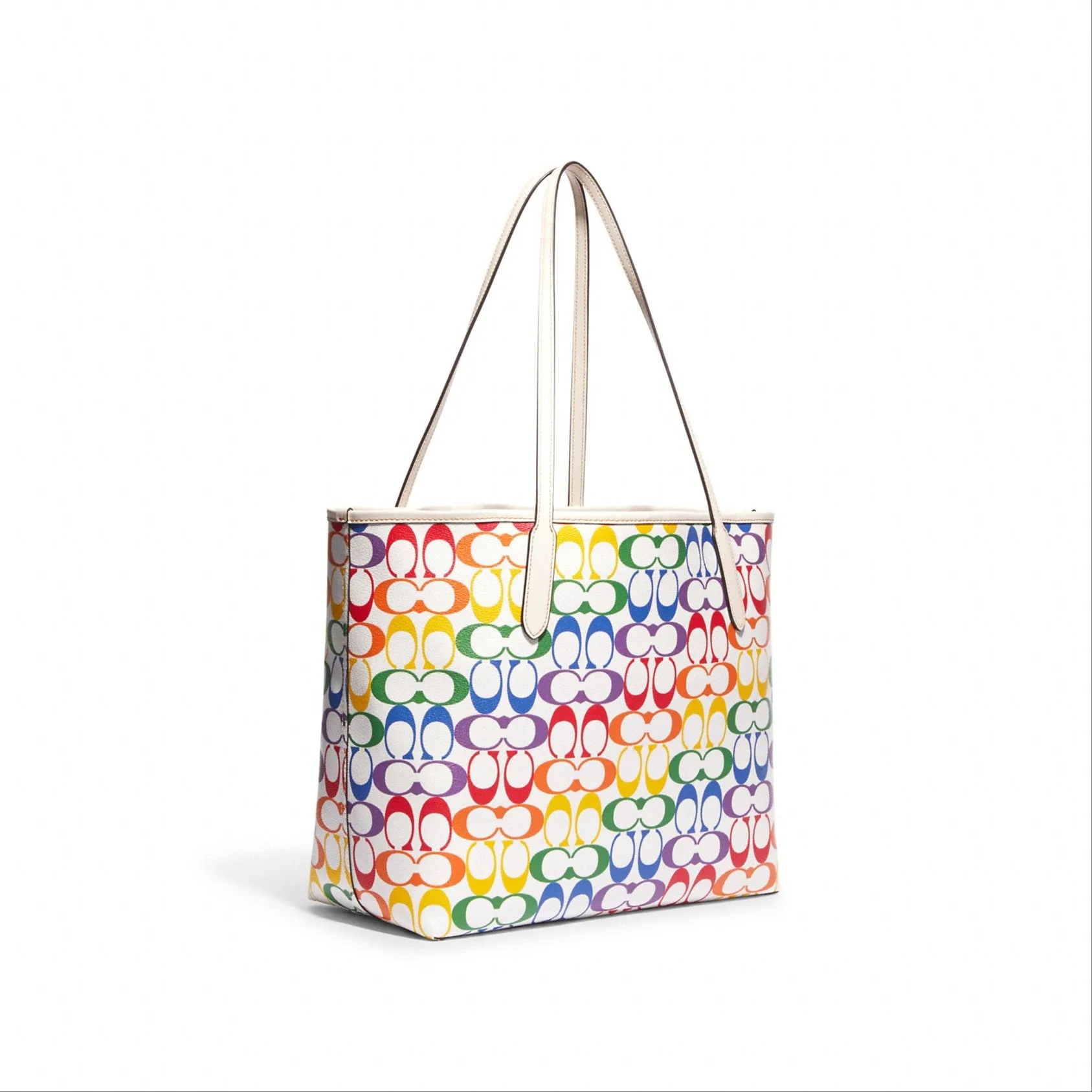 Coach City Tote In Rainbow Signature Canvas