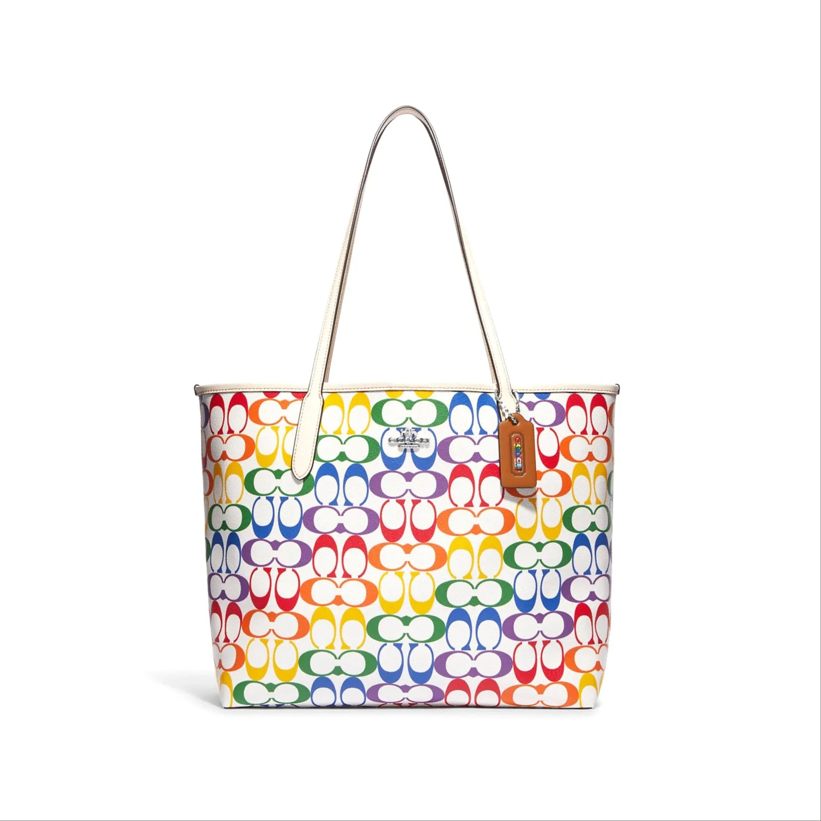Coach City Tote In Rainbow Signature Canvas