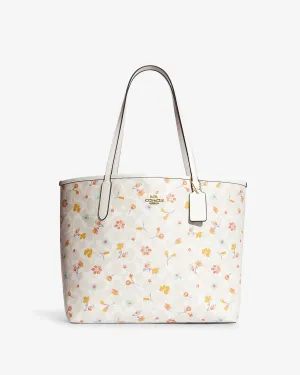 Coach City Tote In Signature Canvas With Mystical Floral Print