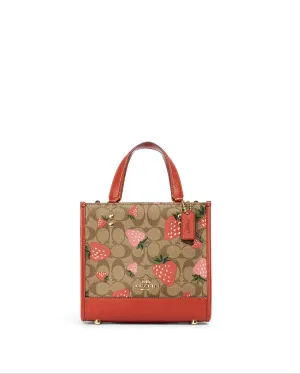 Coach Dempsey Tote 22 In Signature Canvas With Wild Strawberry Print