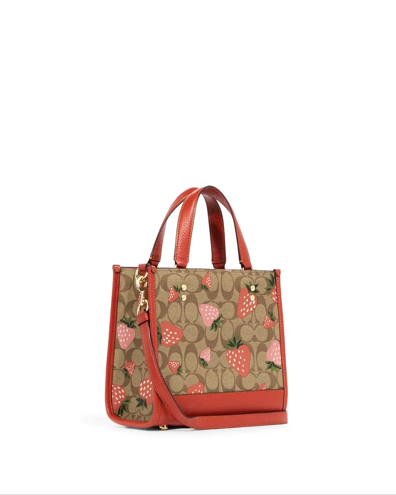 Coach Dempsey Tote 22 In Signature Canvas With Wild Strawberry Print