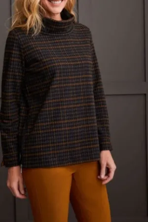 Cowl Neck Top with Zipper Accent