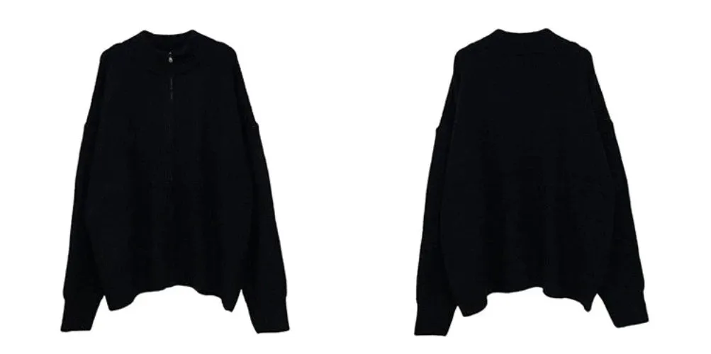Cozy Chic Oversized Zipper Knit Cardigan