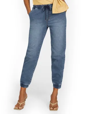 Cozy Cotton Denim Jogger Pant - Medium Wash