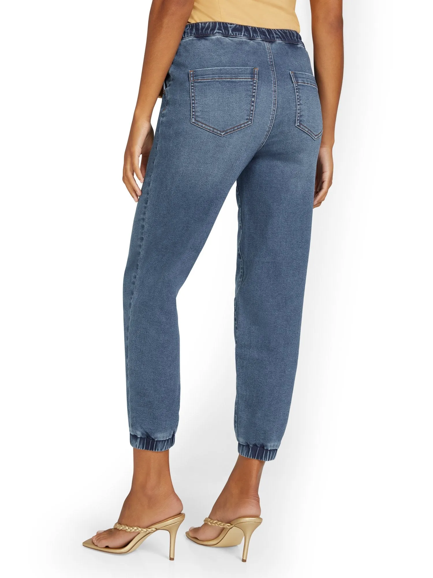 Cozy Cotton Denim Jogger Pant - Medium Wash