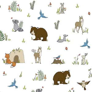 Cuddle® Prints - Woodland Pals Snow Digitally Printed Minky Yardage