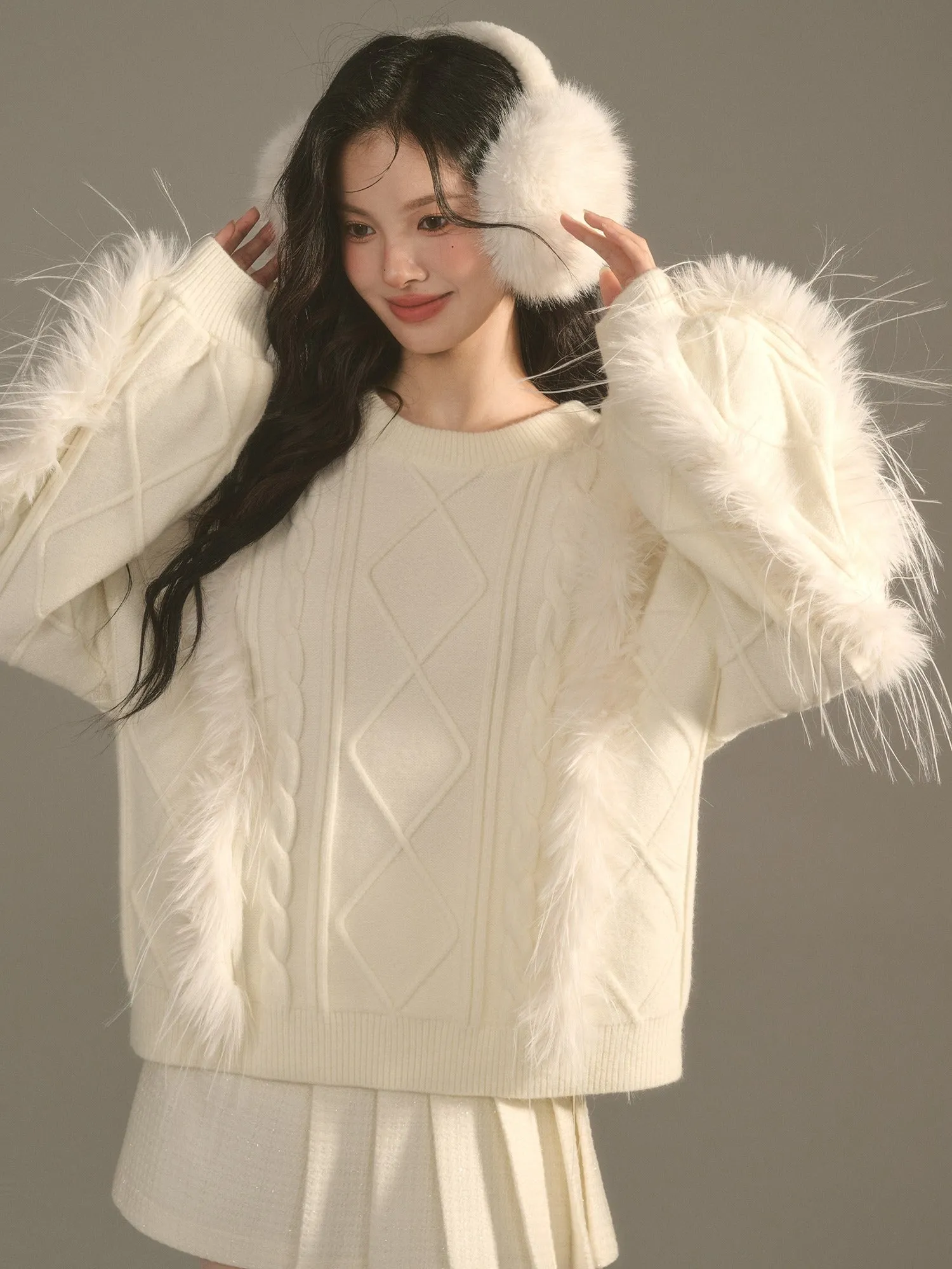 Diamond Cable Knit Pattern Sweater