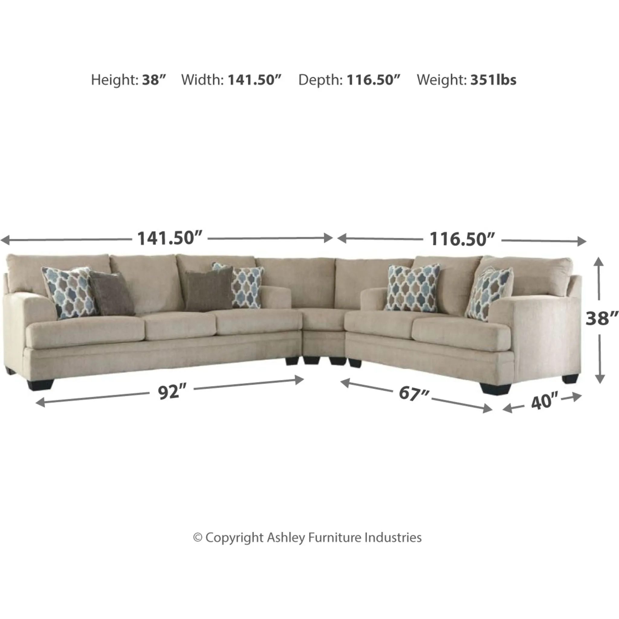 Dorsten 3 Piece Sectional - Sisal