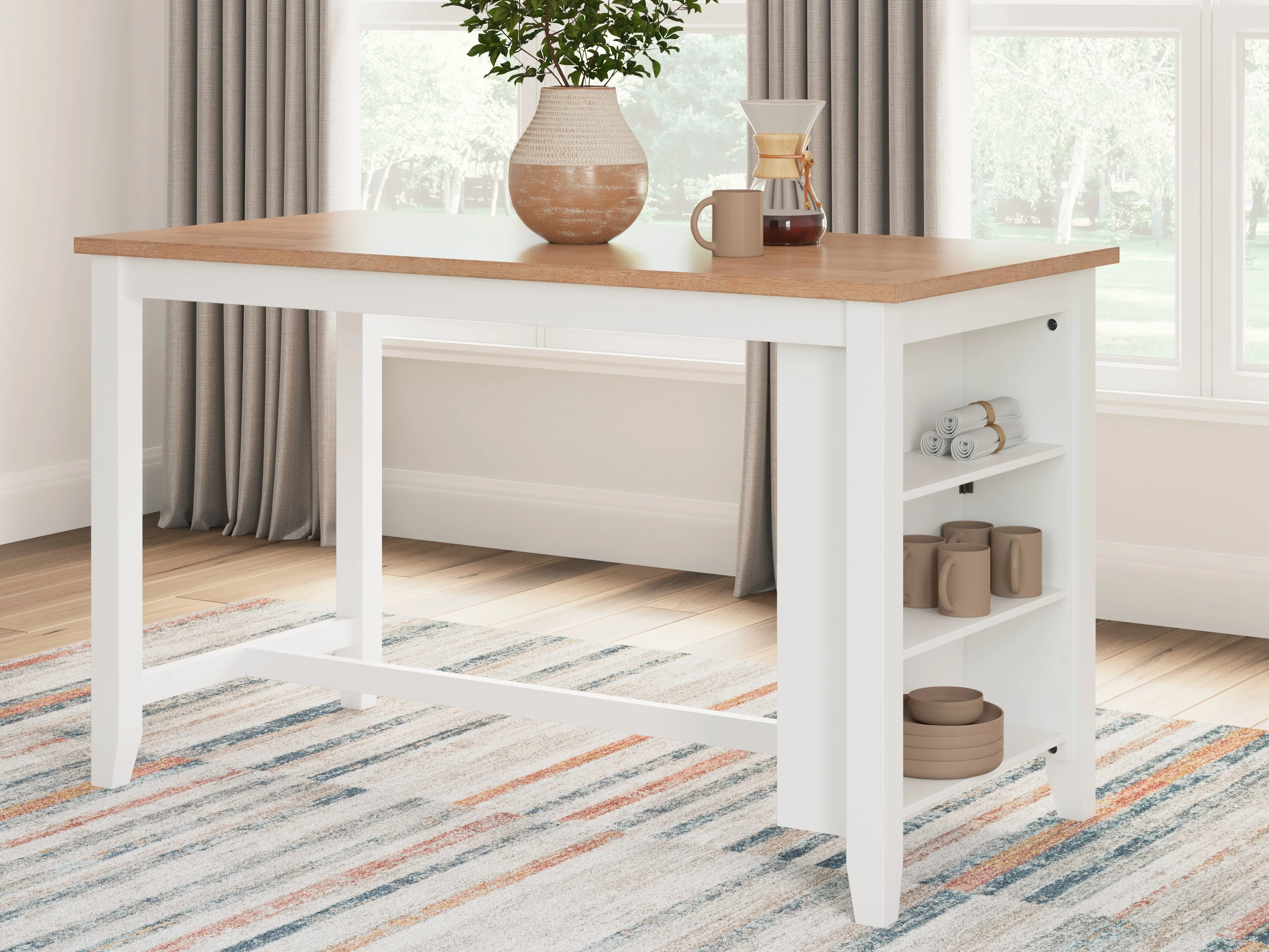 Gesthaven Counter Height Dining Table and 2 Barstools in Natural/White