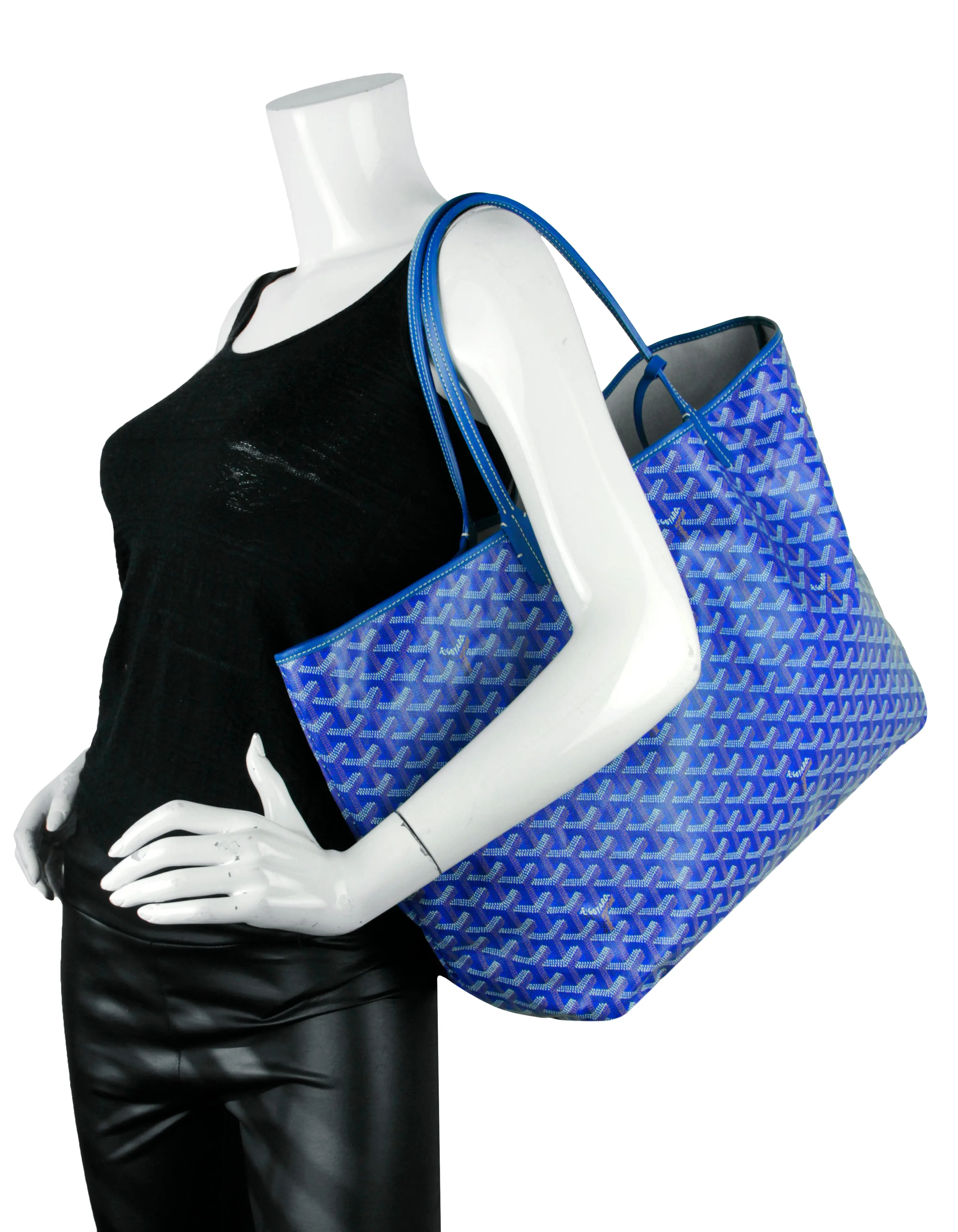 Goyard Blue Canvas Goyardine Saint Louis GM Tote Bag w/ Insert