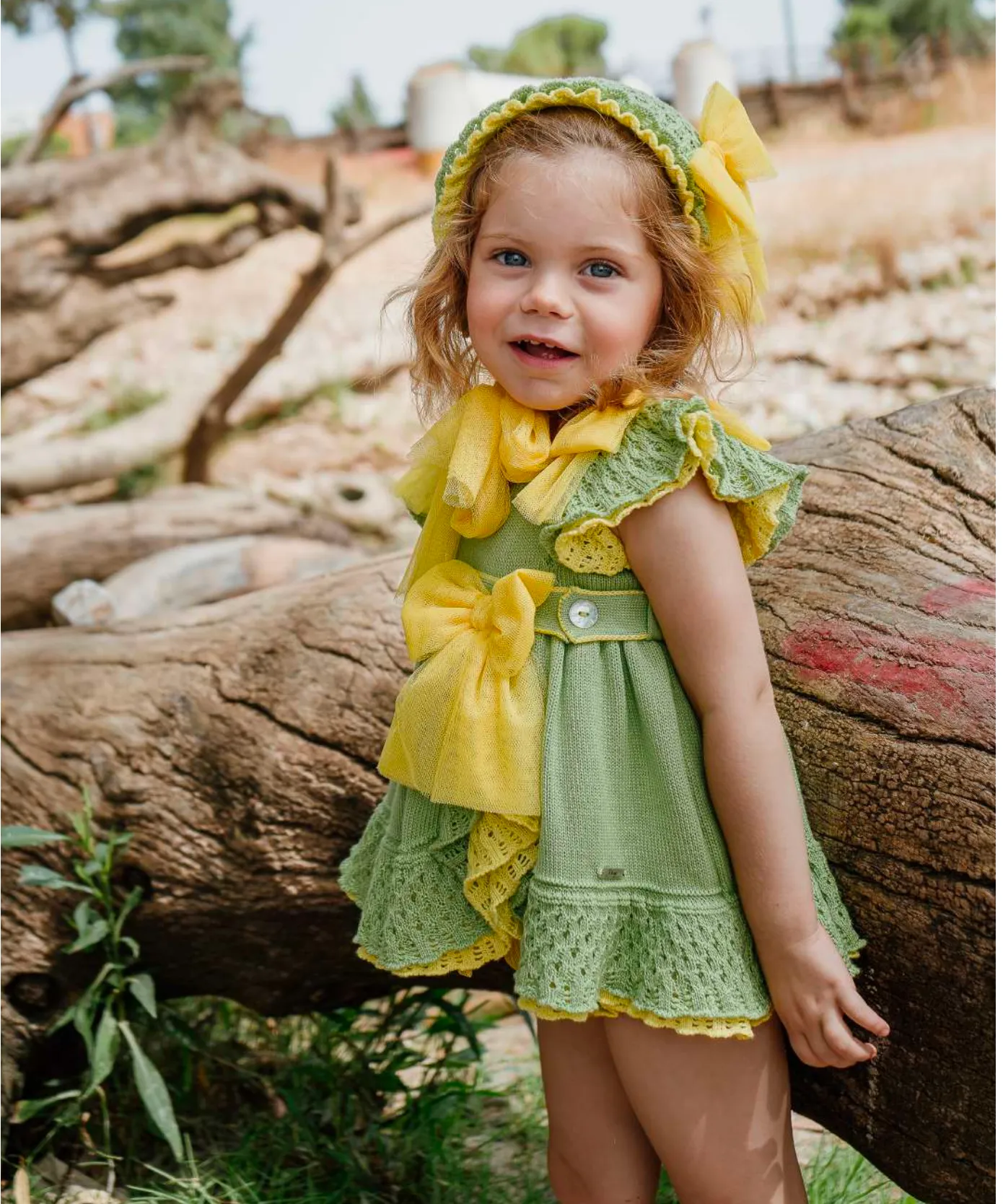 Green and Yellow Knit Bonnet