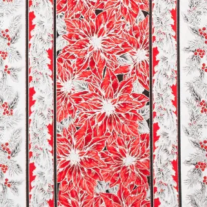 Holiday Flourish Scarlet - Stripe Scarlet Metallic Yardage