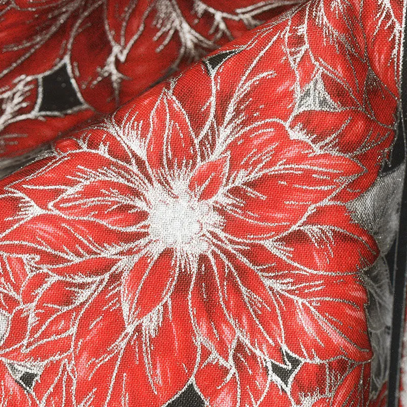 Holiday Flourish Scarlet - Stripe Scarlet Metallic Yardage