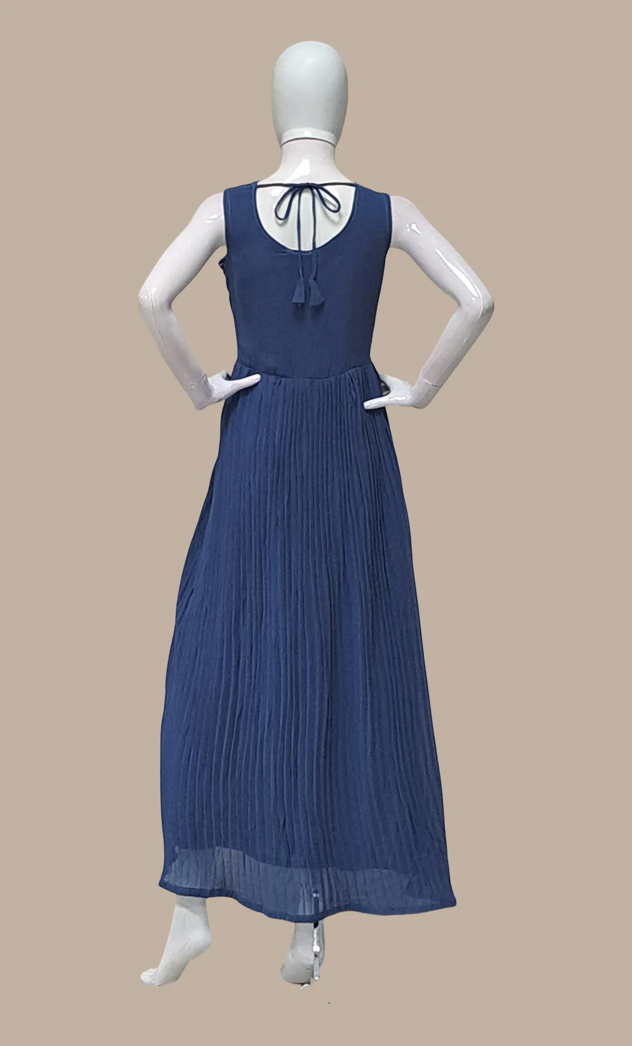 Intel Blue Embroidered Gown & Dupatta
