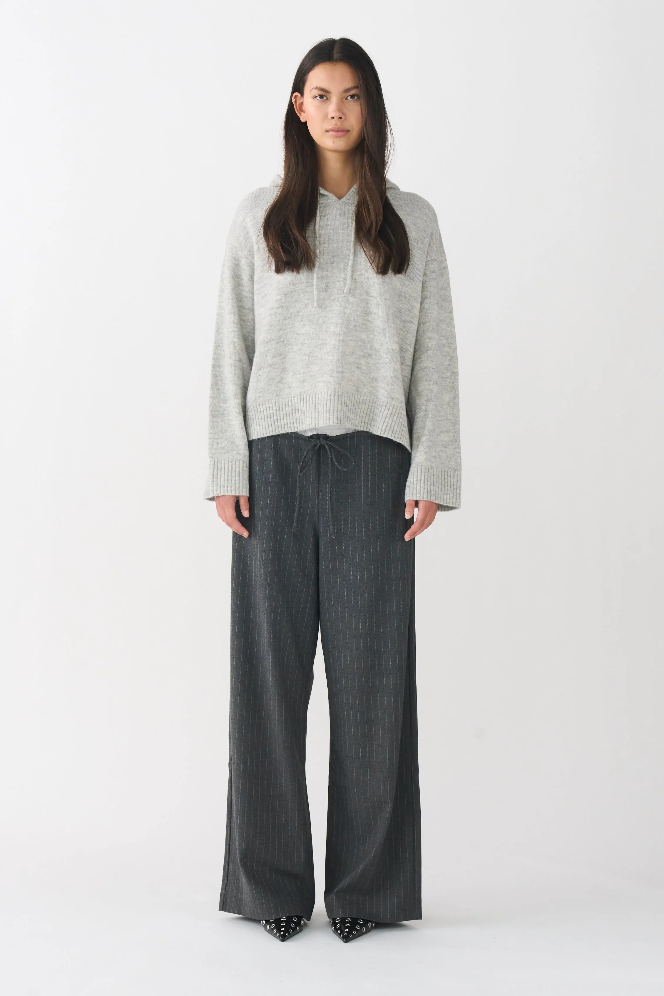 IVY-Sinead Hoodie Knit - Grey Melange